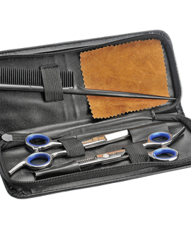 Schone Professional Hair Cutting Scissors Shears Barber Thinning Set Kit with a Black Leather Case