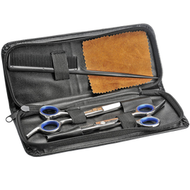Schone Professional Hair Cutting Scissors Shears Barber Thinning Set Kit with a Black Leather Case